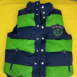 Victoria's Secret Pink Reversible Down Puffer Vest, Size XS, Blue and Green